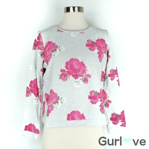 LOFT Sweaters - Ann Taylor LOFT Petite Grey Floral Sweater Sz MP